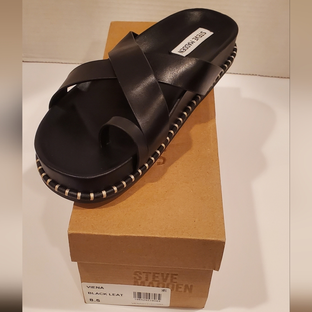 Steve Madden Black Slide Sandals